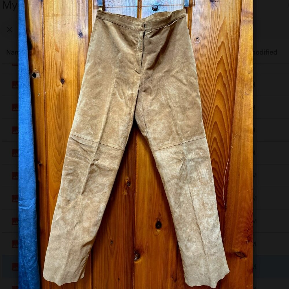 100% Genuine Suede Camel Trousers | Size 4P